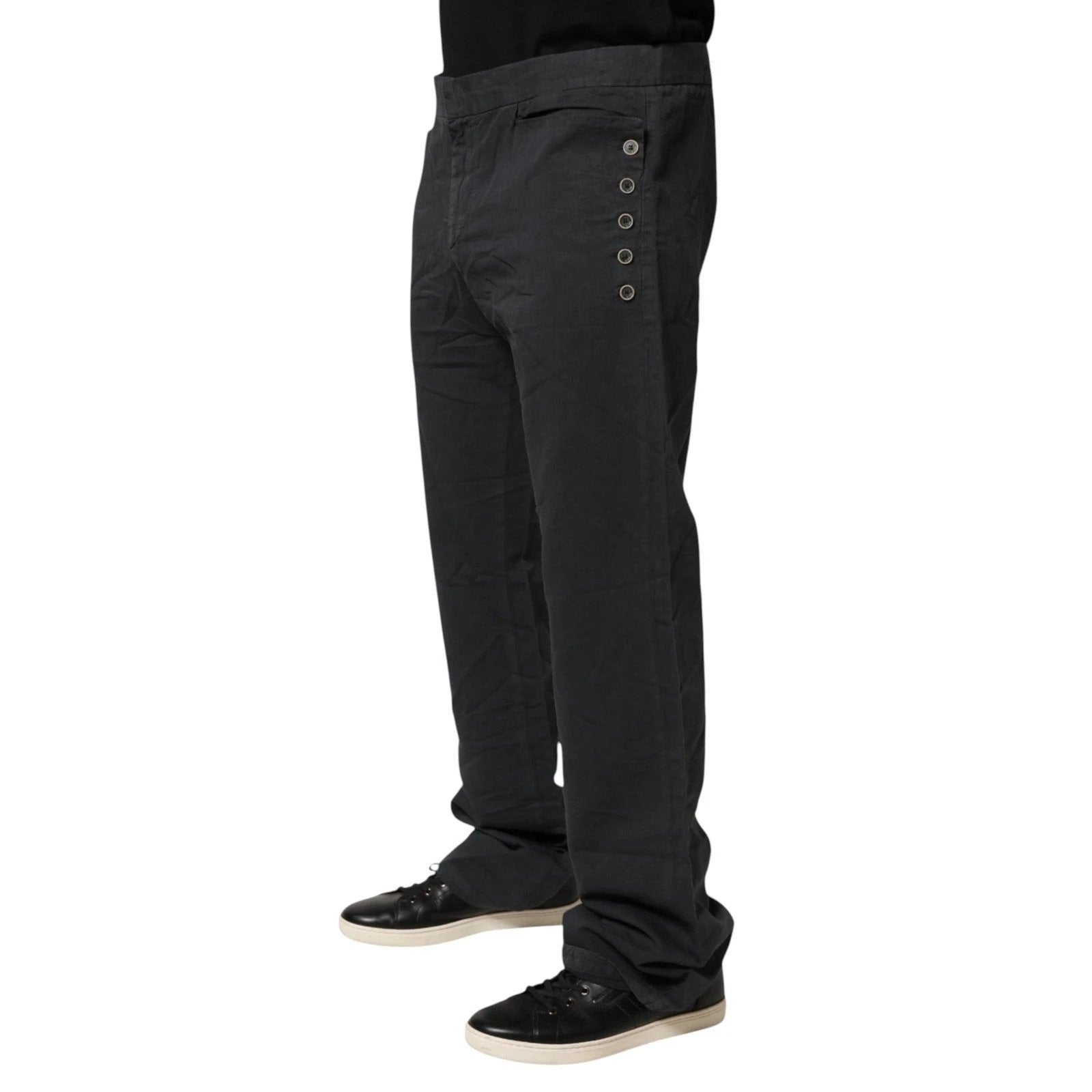 Just Cavalli Black Straight Fit Mid Waist Denim Trouser Jeans by Just Cavalli