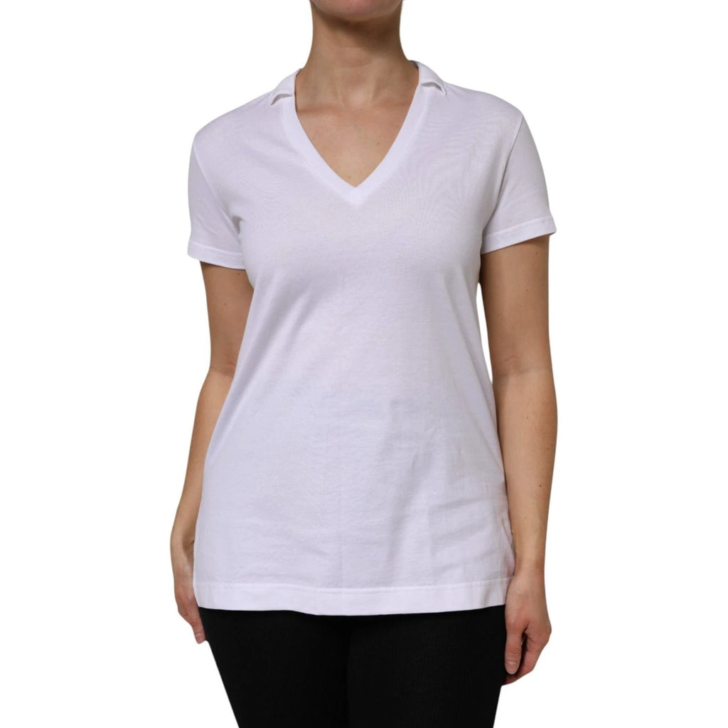 Dolce & Gabbana White V-Neck Cotton Short Sleeves T-shirt by Dolce & Gabbana