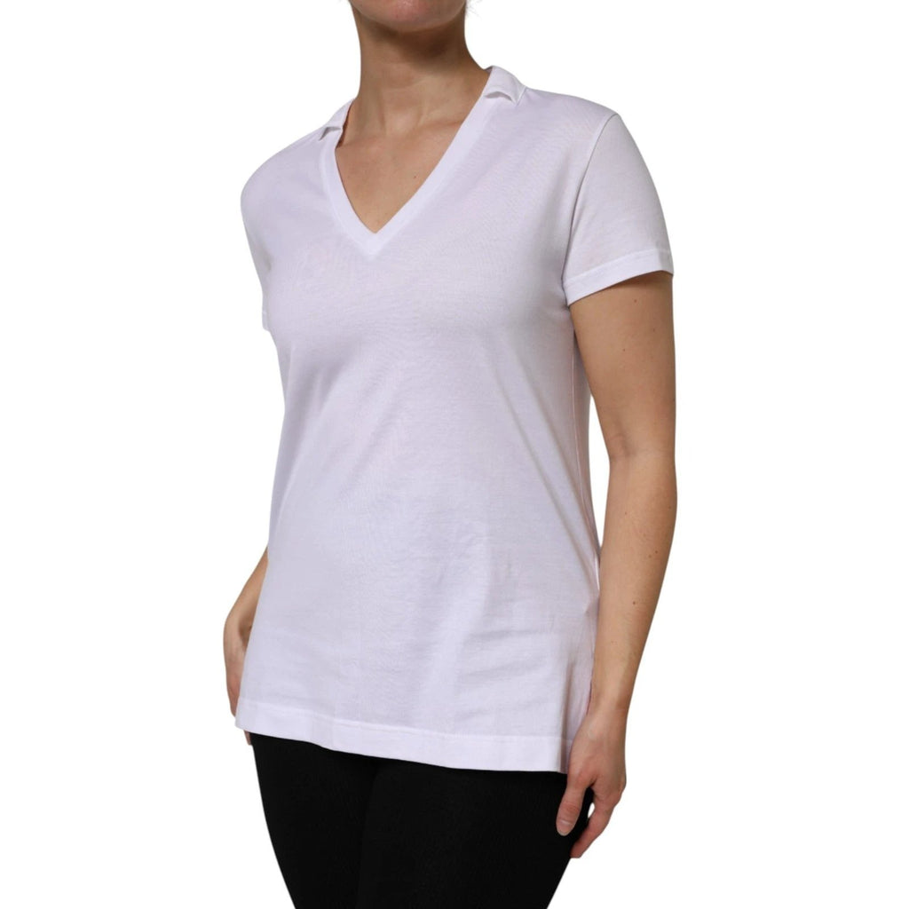 Dolce & Gabbana White V-Neck Cotton Short Sleeves T-shirt by Dolce & Gabbana