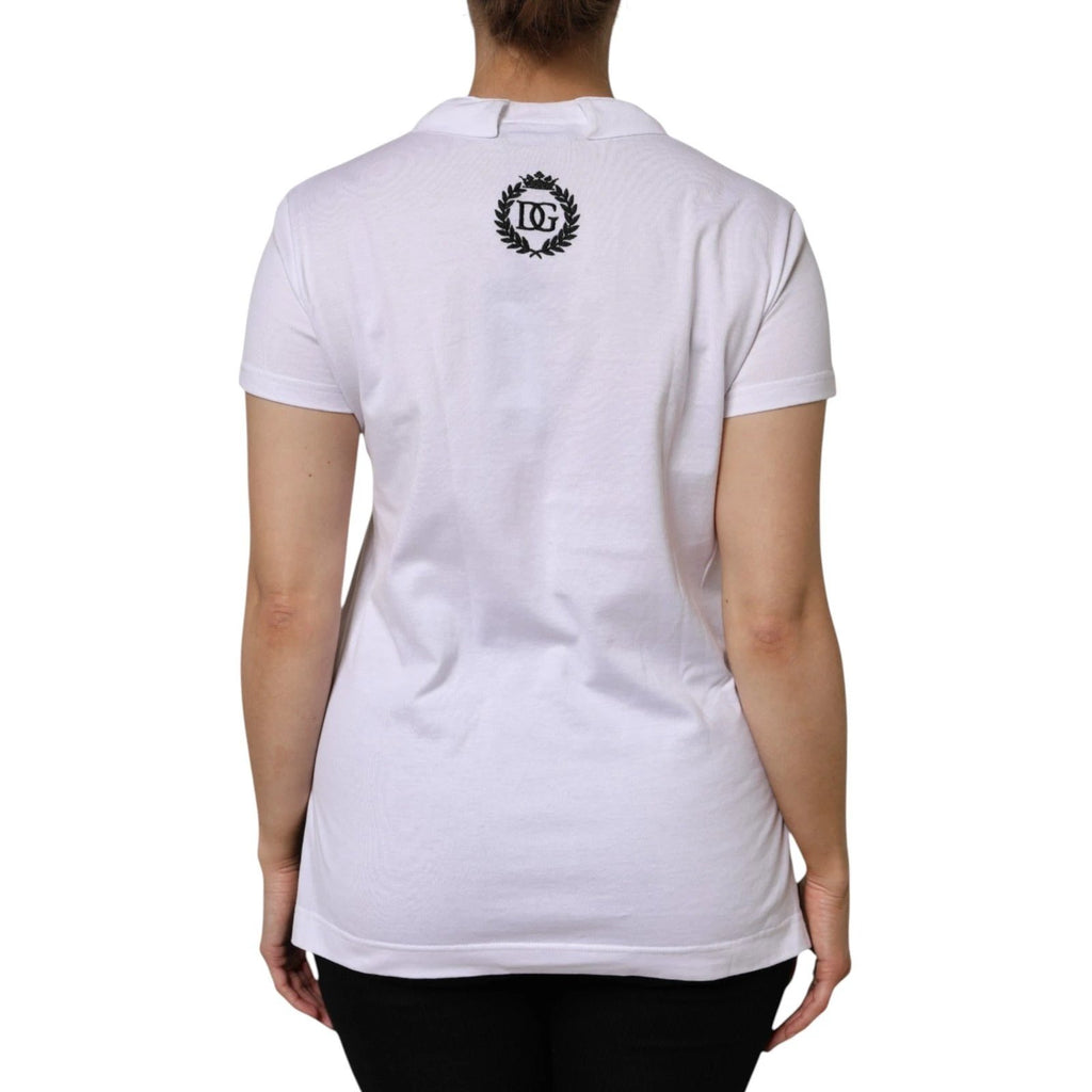 Dolce & Gabbana White V-Neck Cotton Short Sleeves T-shirt by Dolce & Gabbana