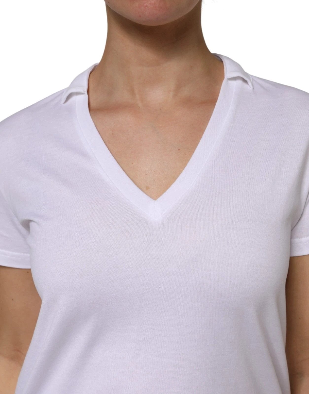 Dolce & Gabbana White V-Neck Cotton Short Sleeves T-shirt by Dolce & Gabbana