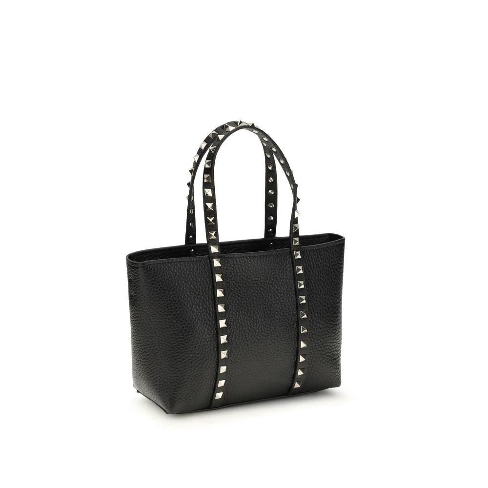 Valentino Garavani Black Calf Leather Bos Taurus Shoulder Bag by Valentino Garavani