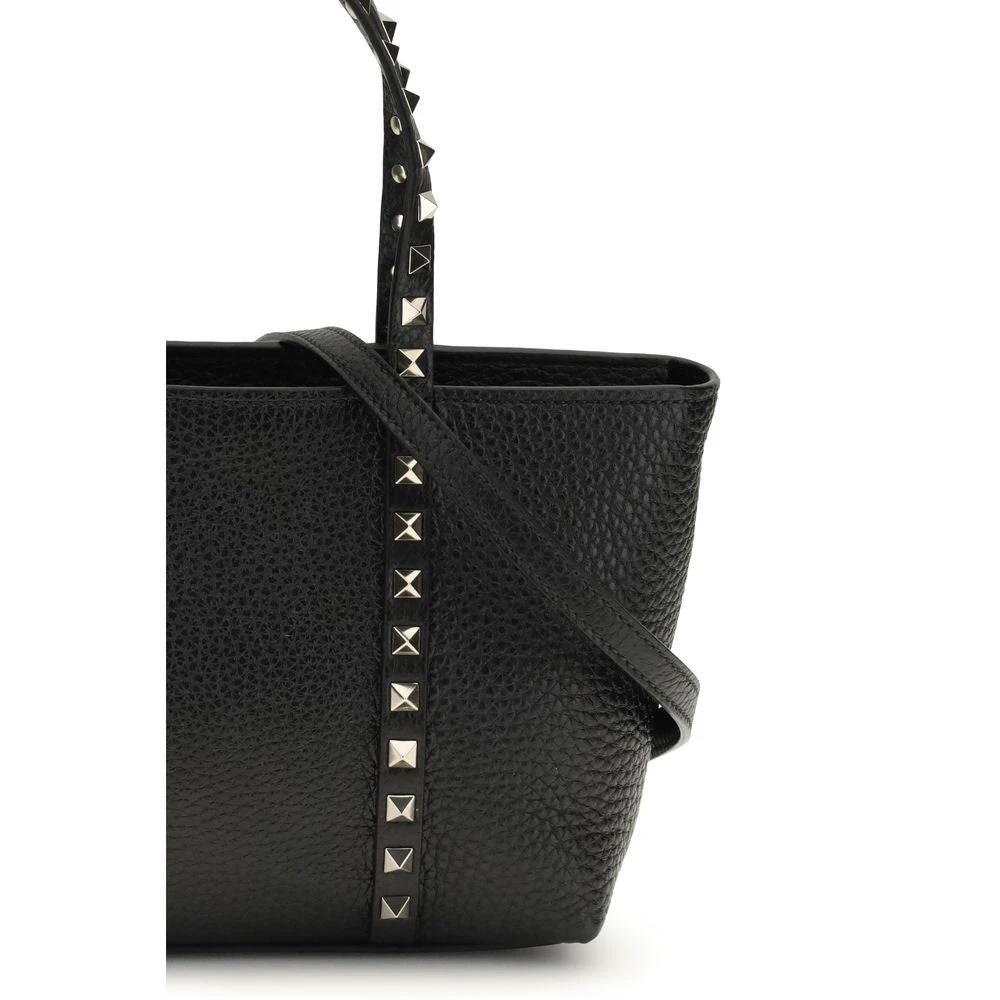 Valentino Garavani Black Calf Leather Bos Taurus Shoulder Bag by Valentino Garavani