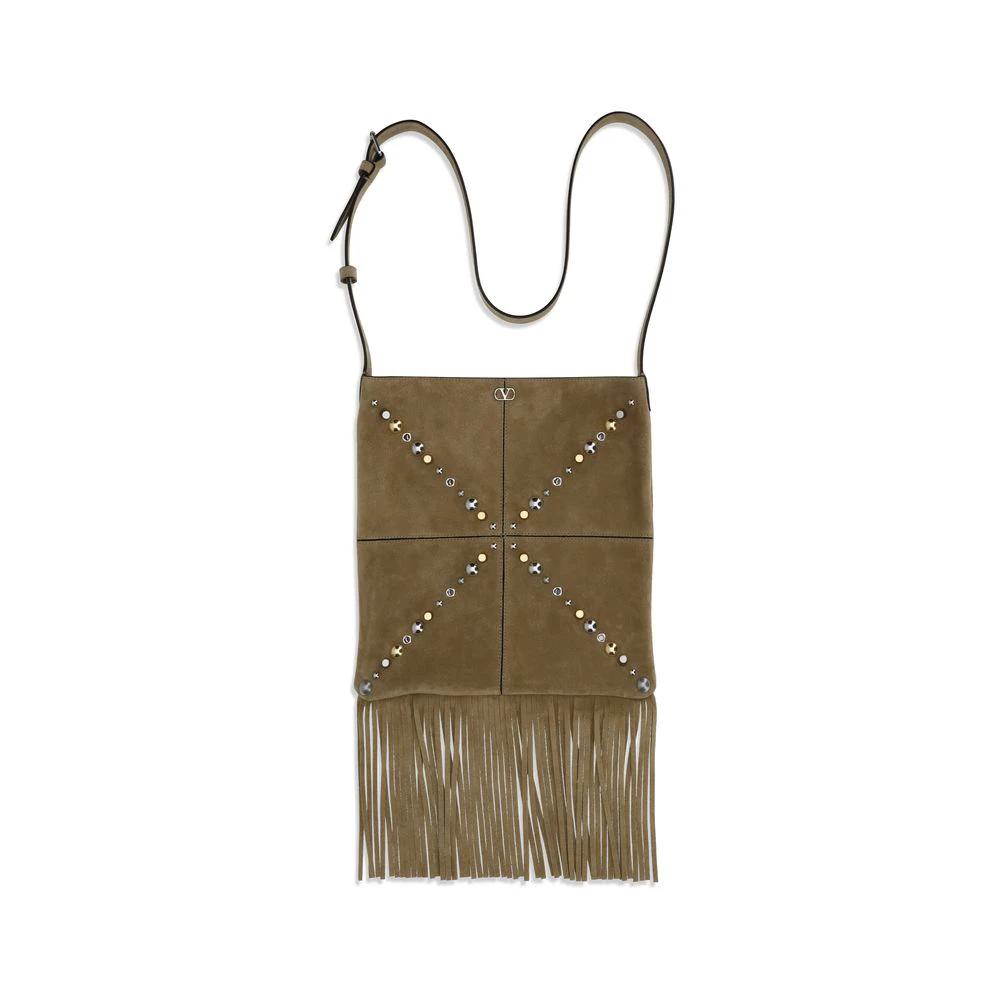 Sac bandoulière Valentino Garavani Bos Taurus en cuir de veau beige