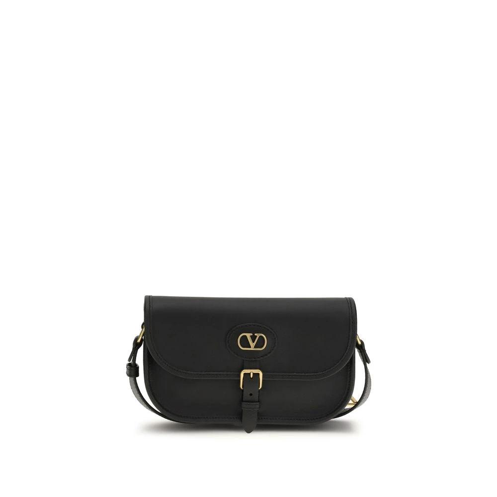 Valentino Garavani Black Calf Leather Bos Taurus Shoulder Bag by Valentino Garavani