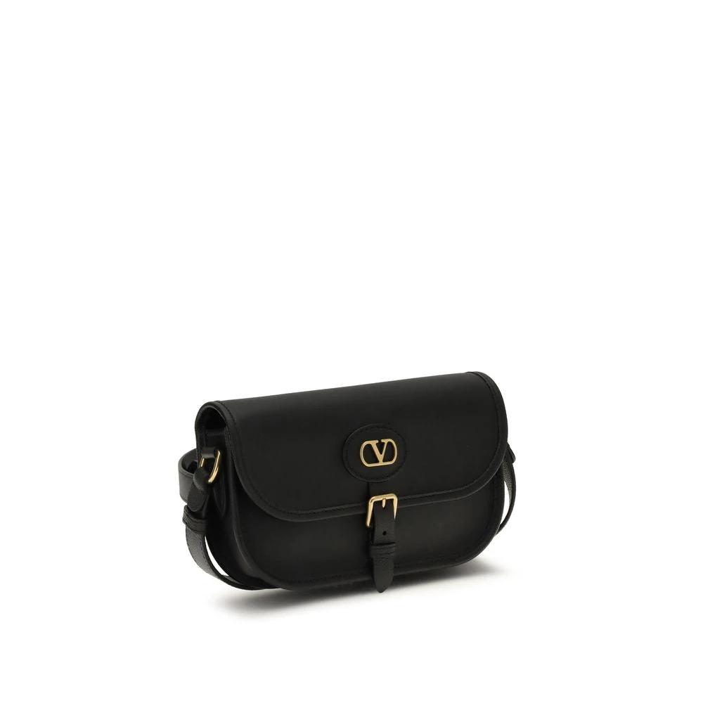 Valentino Garavani Black Calf Leather Bos Taurus Shoulder Bag by Valentino Garavani