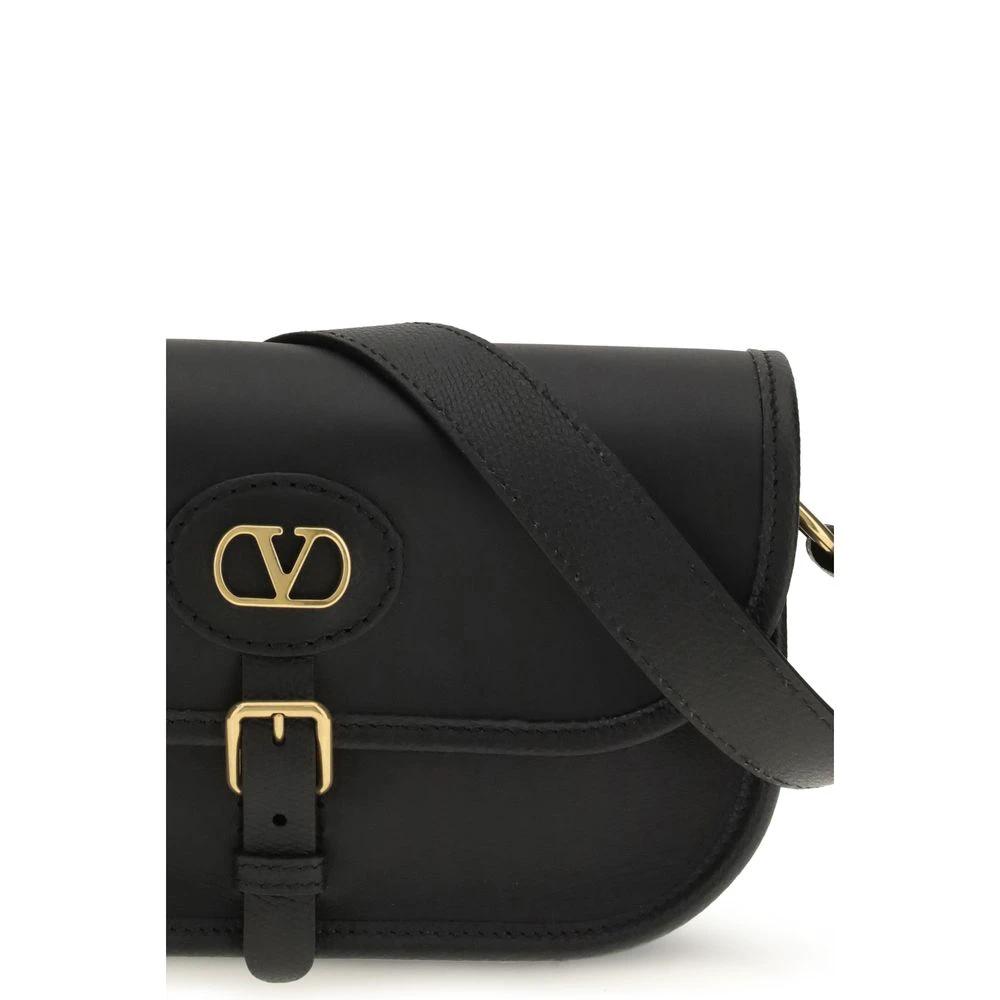 Valentino Garavani Black Calf Leather Bos Taurus Shoulder Bag by Valentino Garavani