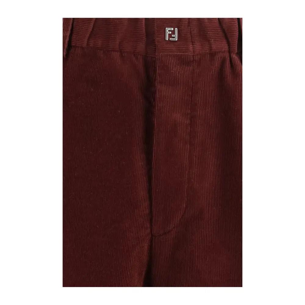 Fendi Bordeaux Cotton Casual Pants