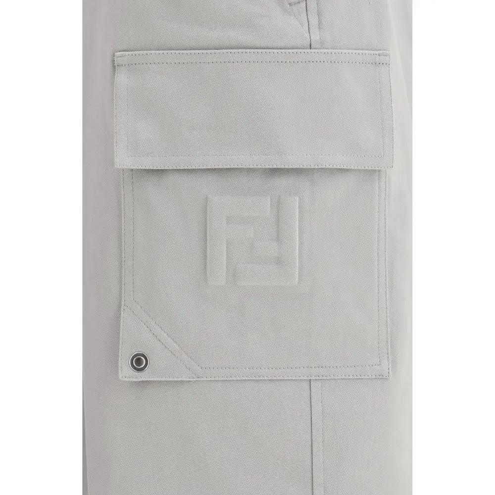 Pantalon cargo Fendi en coton argenté