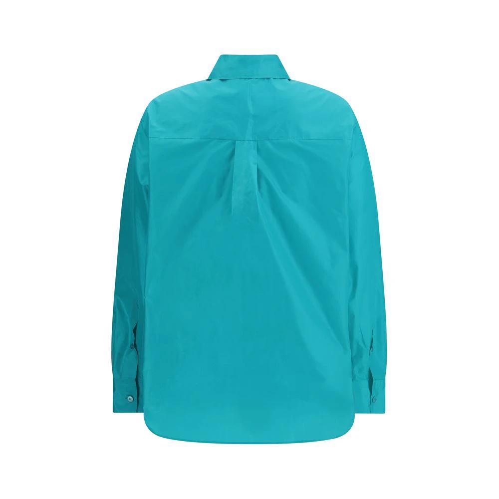 Fendi Blue Silk Dress Shirt