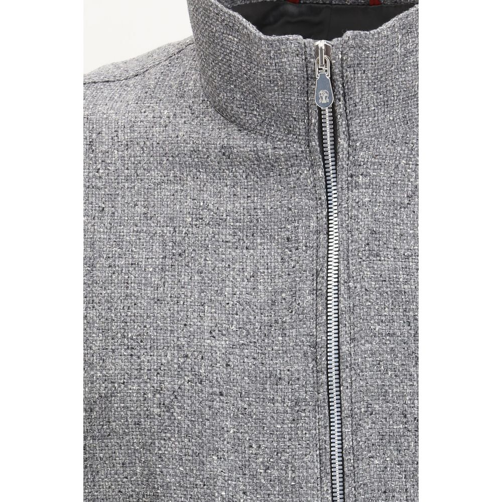 Brunello Cucinelli Bomber en lin gris