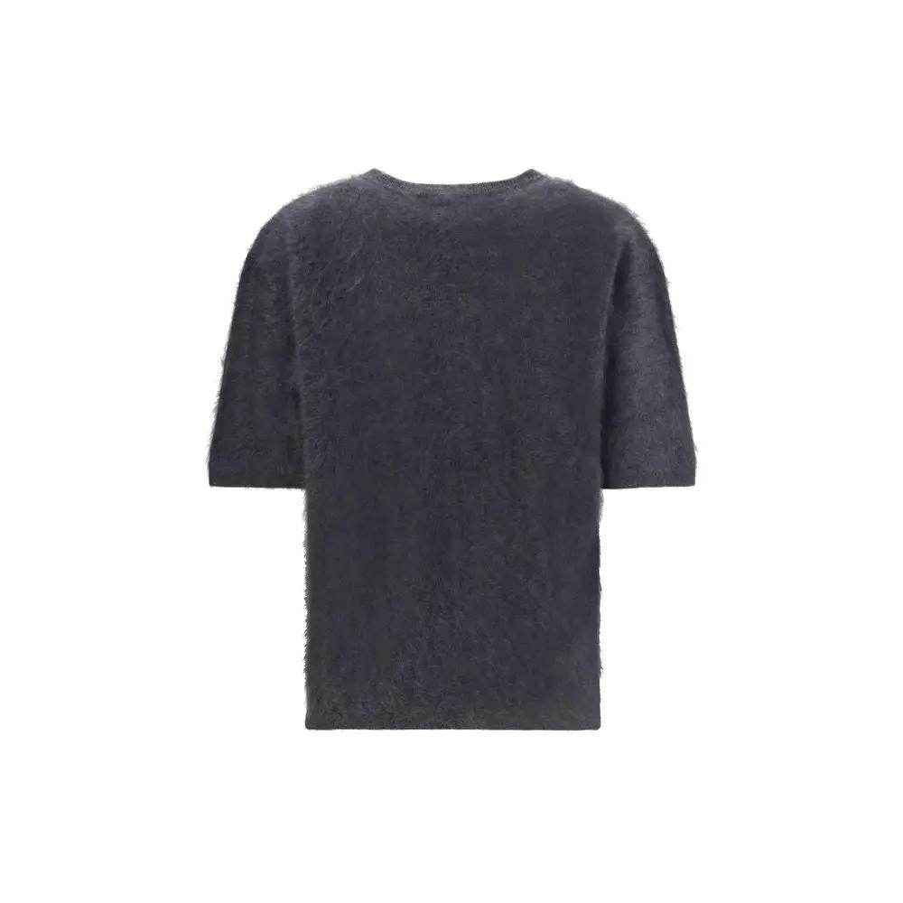 Lisa Yang Grey Cashmere Short Sleeve Sweater