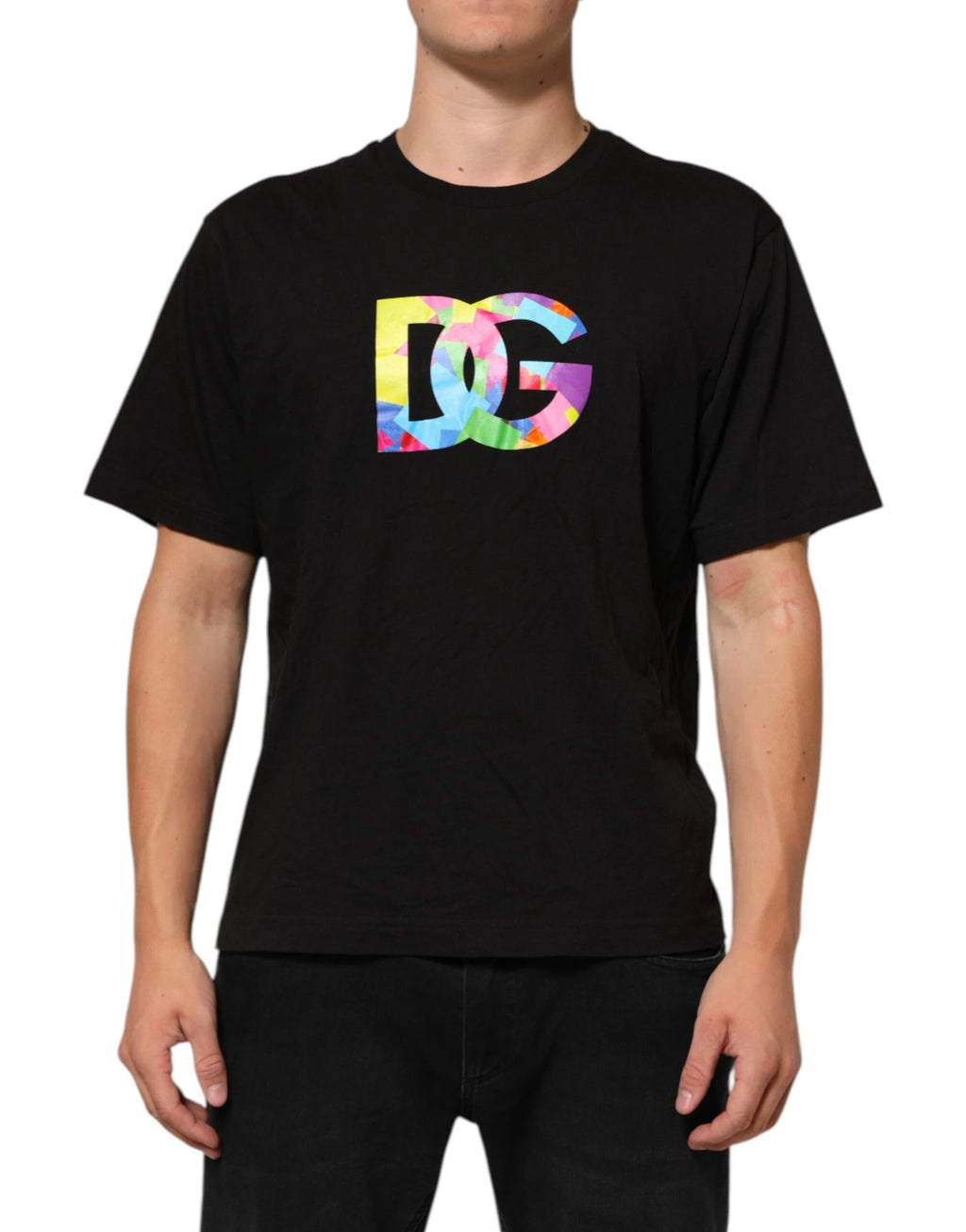 Dolce & Gabbana Black Logo Print Cotton Crew Neck T-shirt by Dolce & Gabbana