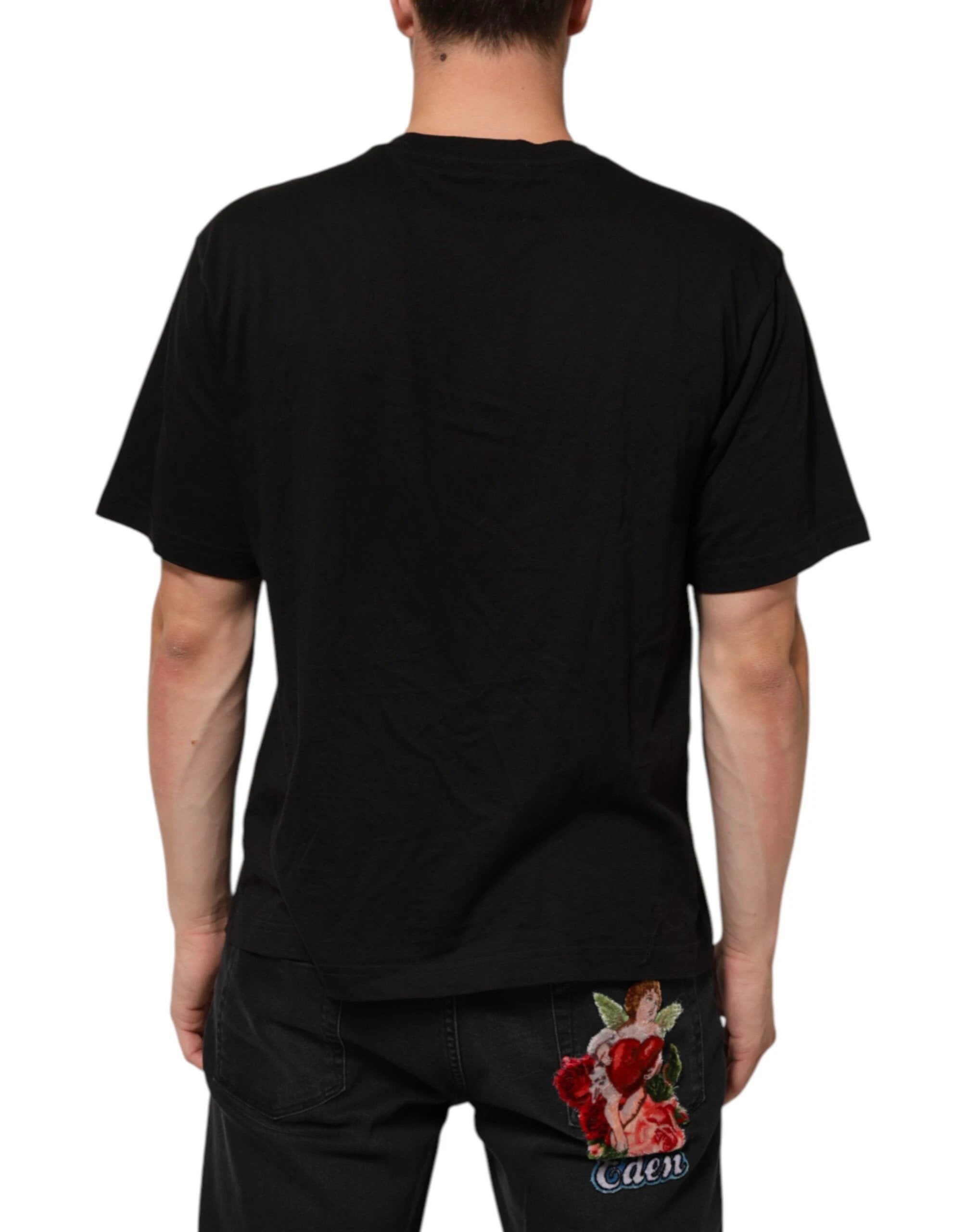 Dolce & Gabbana Black Logo Print Cotton Crew Neck T-shirt by Dolce & Gabbana