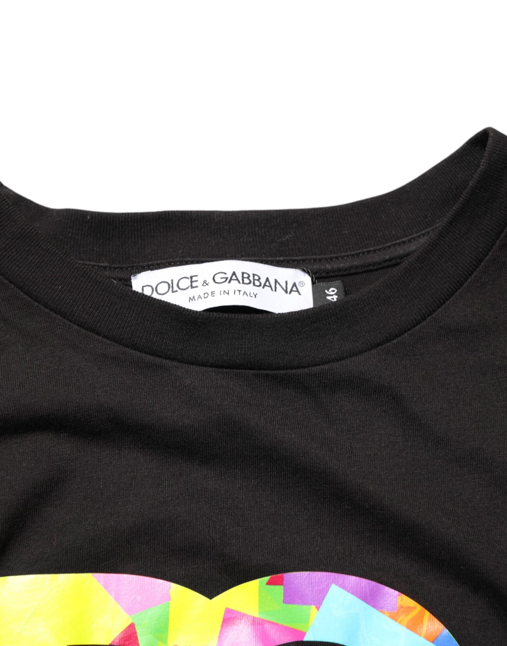 Dolce & Gabbana Black Logo Print Cotton Crew Neck T-shirt by Dolce & Gabbana