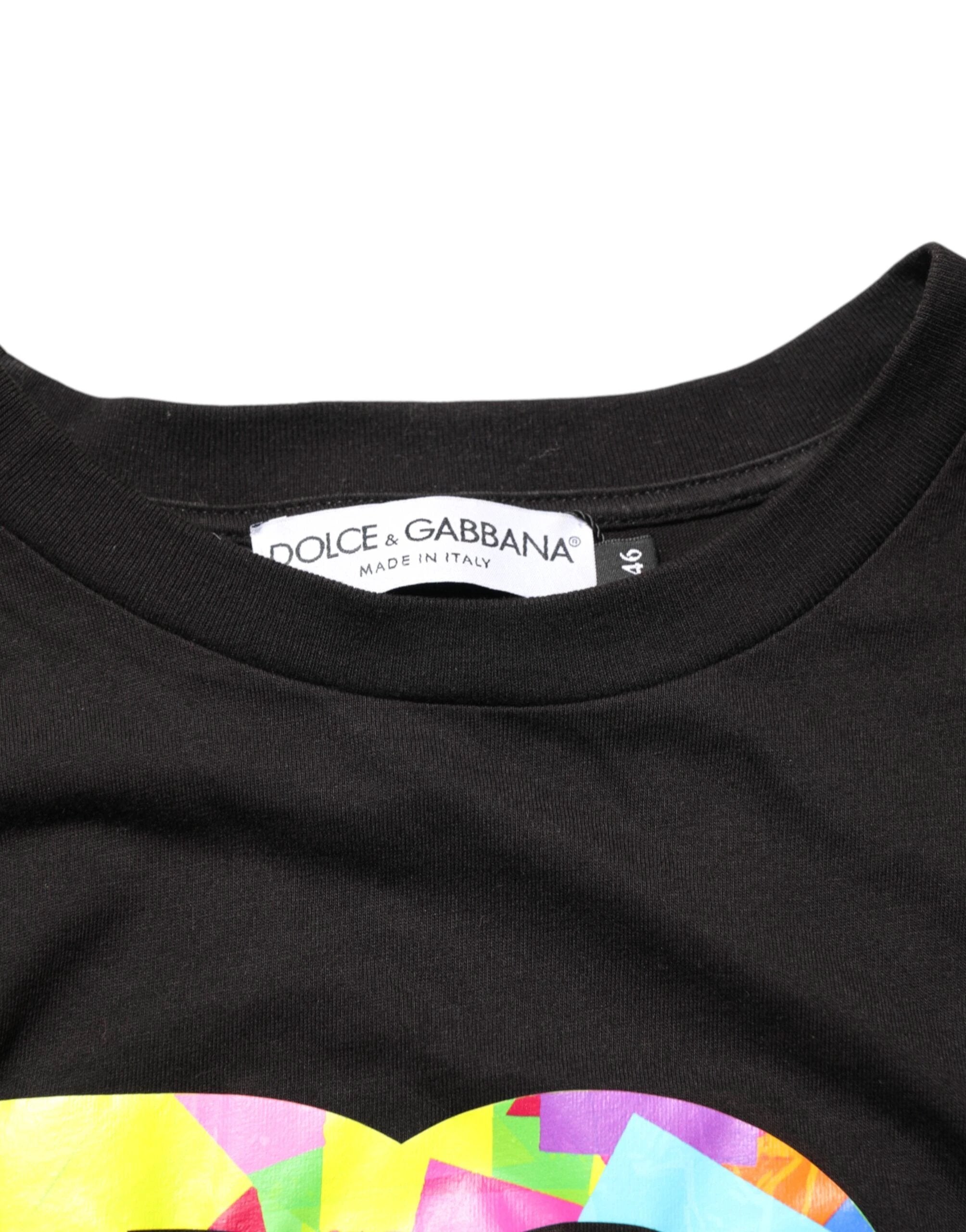 Dolce & Gabbana Black Logo Print Cotton Crew Neck T-shirt by Dolce & Gabbana