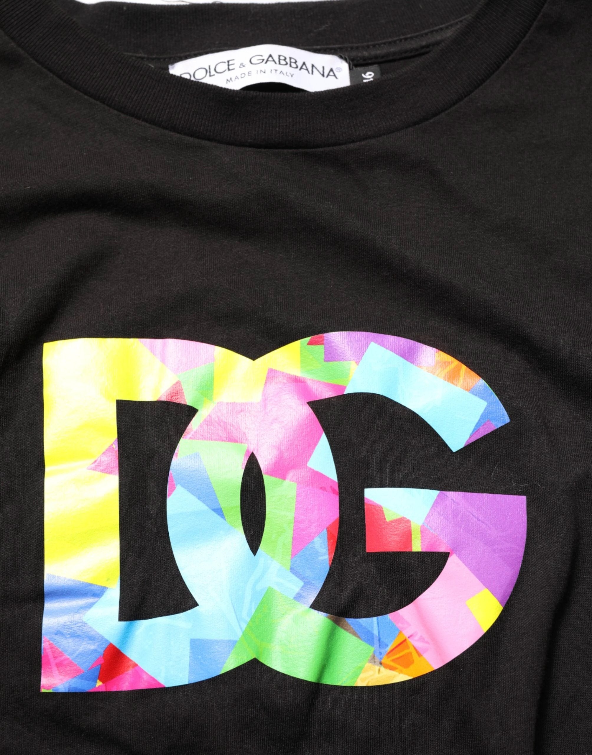 Dolce & Gabbana Black Logo Print Cotton Crew Neck T-shirt by Dolce & Gabbana