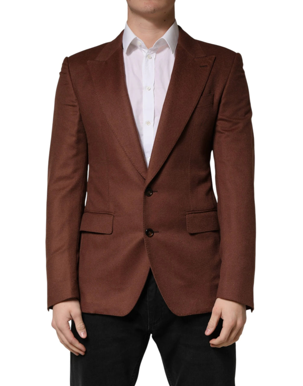 Dolce & Gabbana Brown Cashmere Single Breasted Jacket Blazer by Dolce & Gabbana