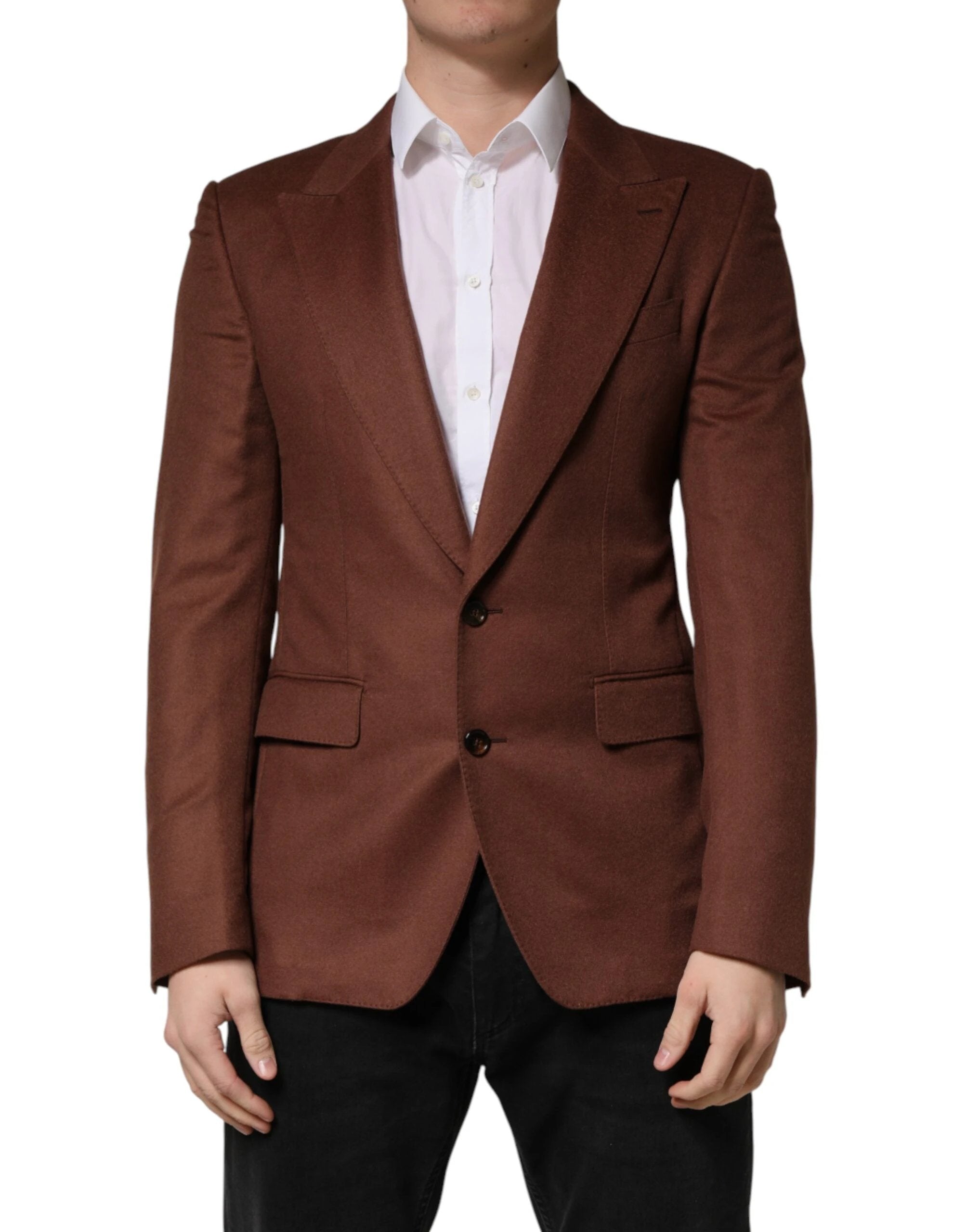Dolce & Gabbana Brown Cashmere Single Breasted Jacket Blazer by Dolce & Gabbana