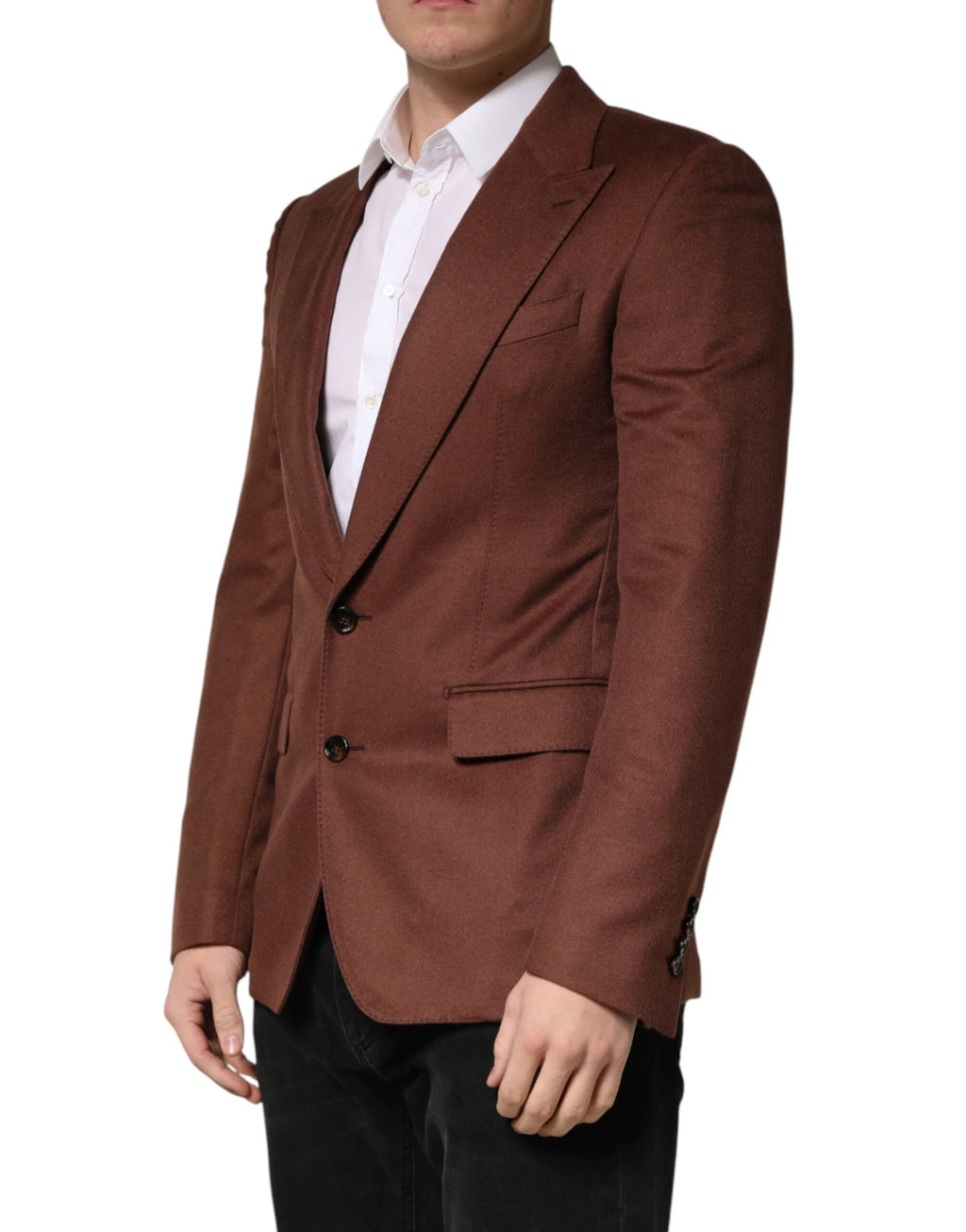 Dolce & Gabbana Brown Cashmere Single Breasted Jacket Blazer by Dolce & Gabbana