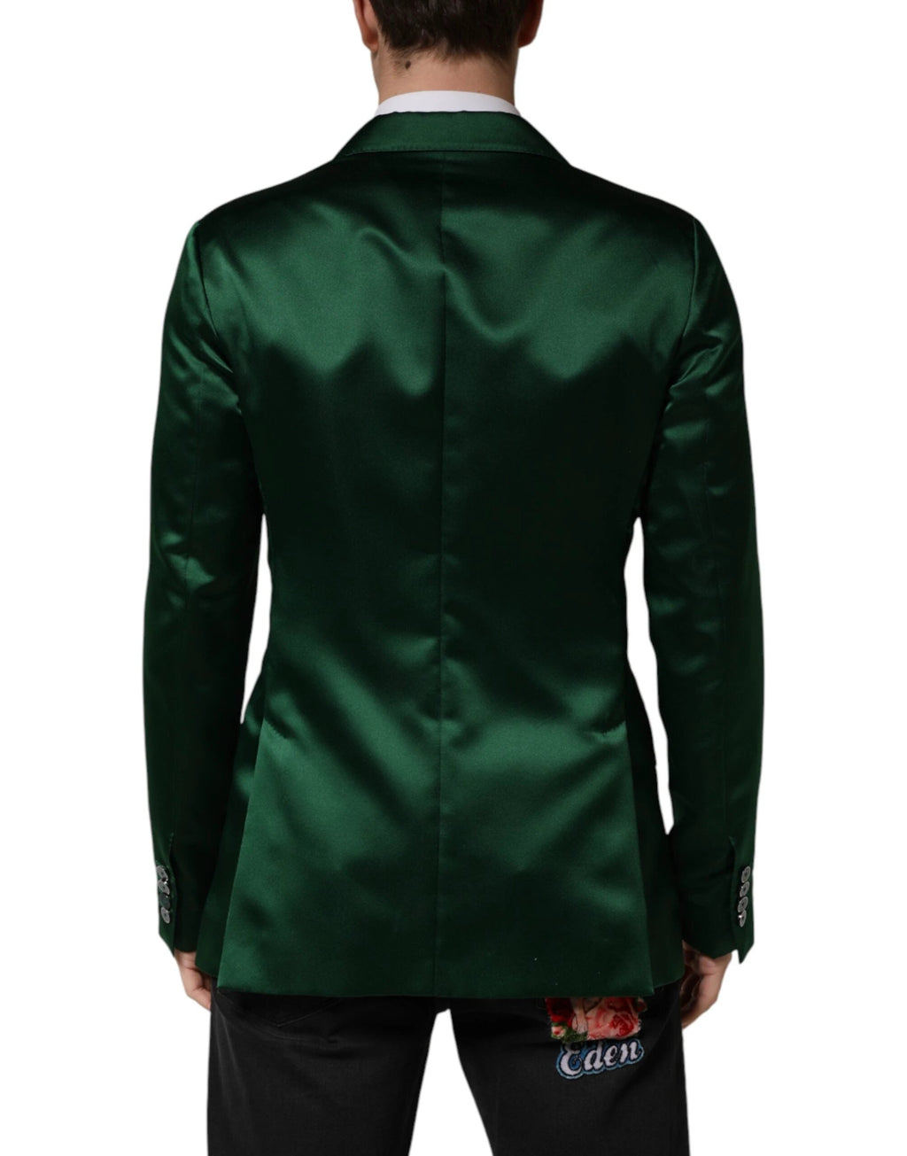 Dolce & Gabbana Green Satin Double Breasted Jacket Blazer by Dolce & Gabbana