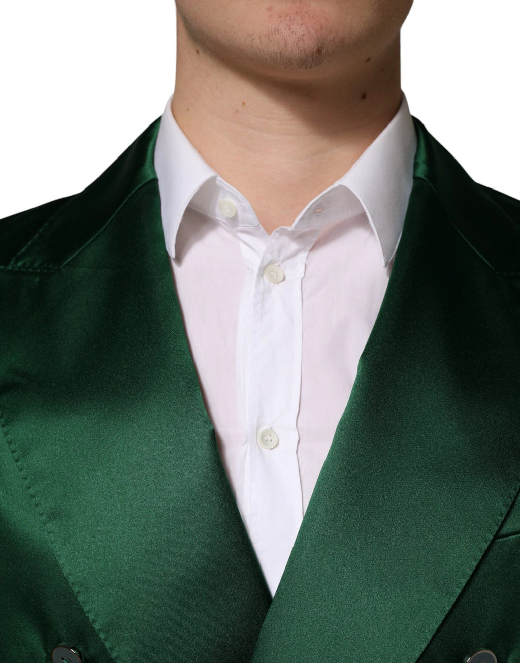 Dolce & Gabbana Green Satin Double Breasted Jacket Blazer by Dolce & Gabbana