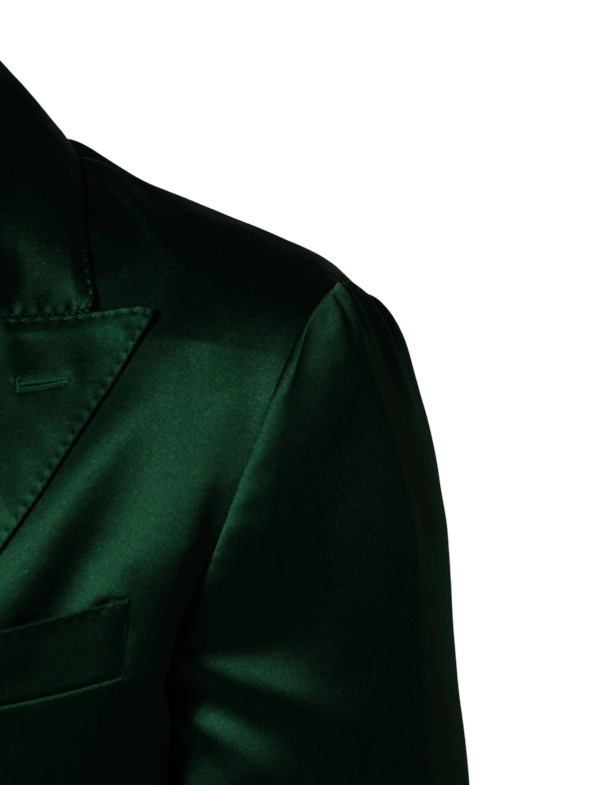 Dolce & Gabbana Green Satin Double Breasted Jacket Blazer by Dolce & Gabbana