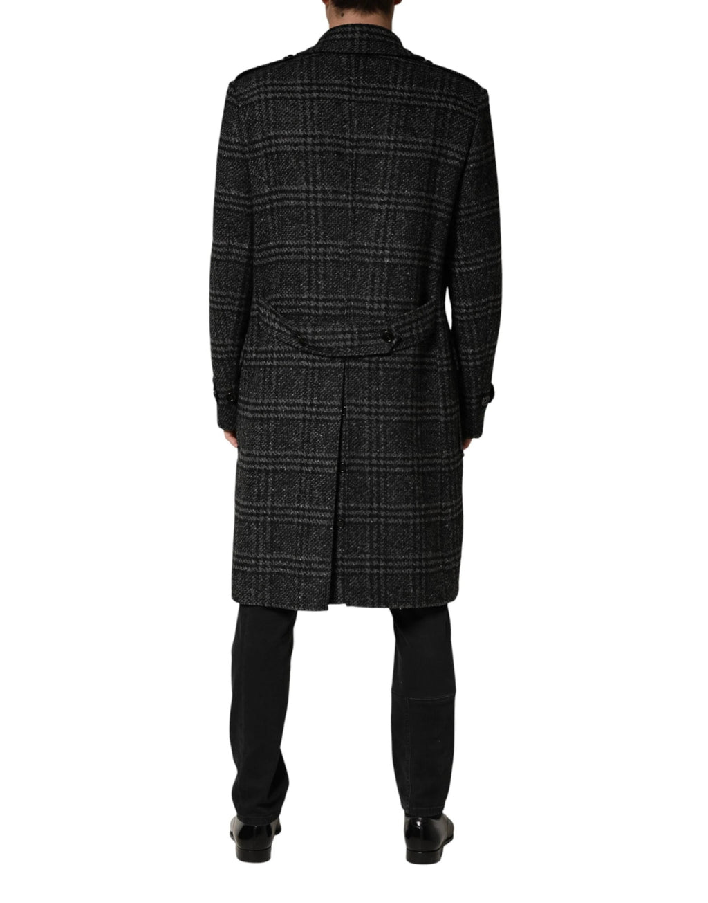 Dolce & Gabbana Grey Double Breasted Plaid Wool Coat Jacket by Dolce & Gabbana