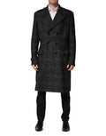 Dolce & Gabbana Grey Double Breasted Plaid Wool Coat Jacket by Dolce & Gabbana