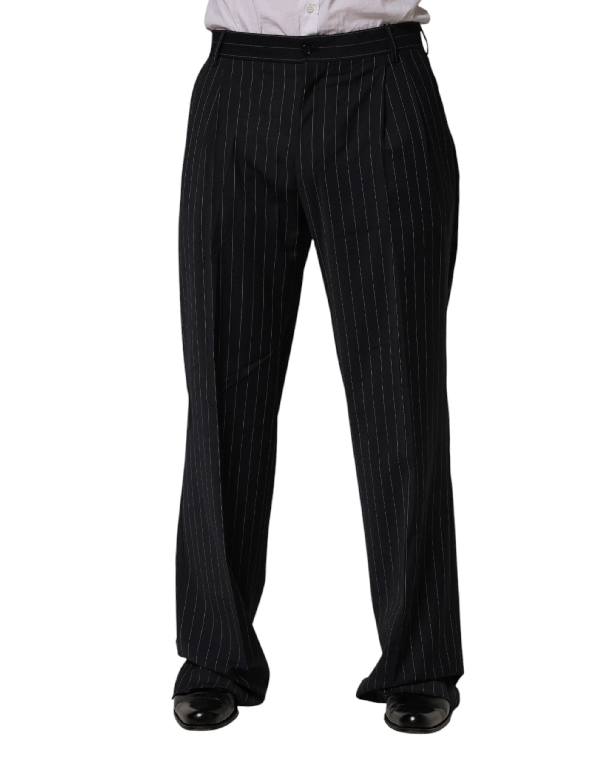 Dolce & Gabbana Black Stripe Straight Men Dress Trouser Pants by Dolce & Gabbana