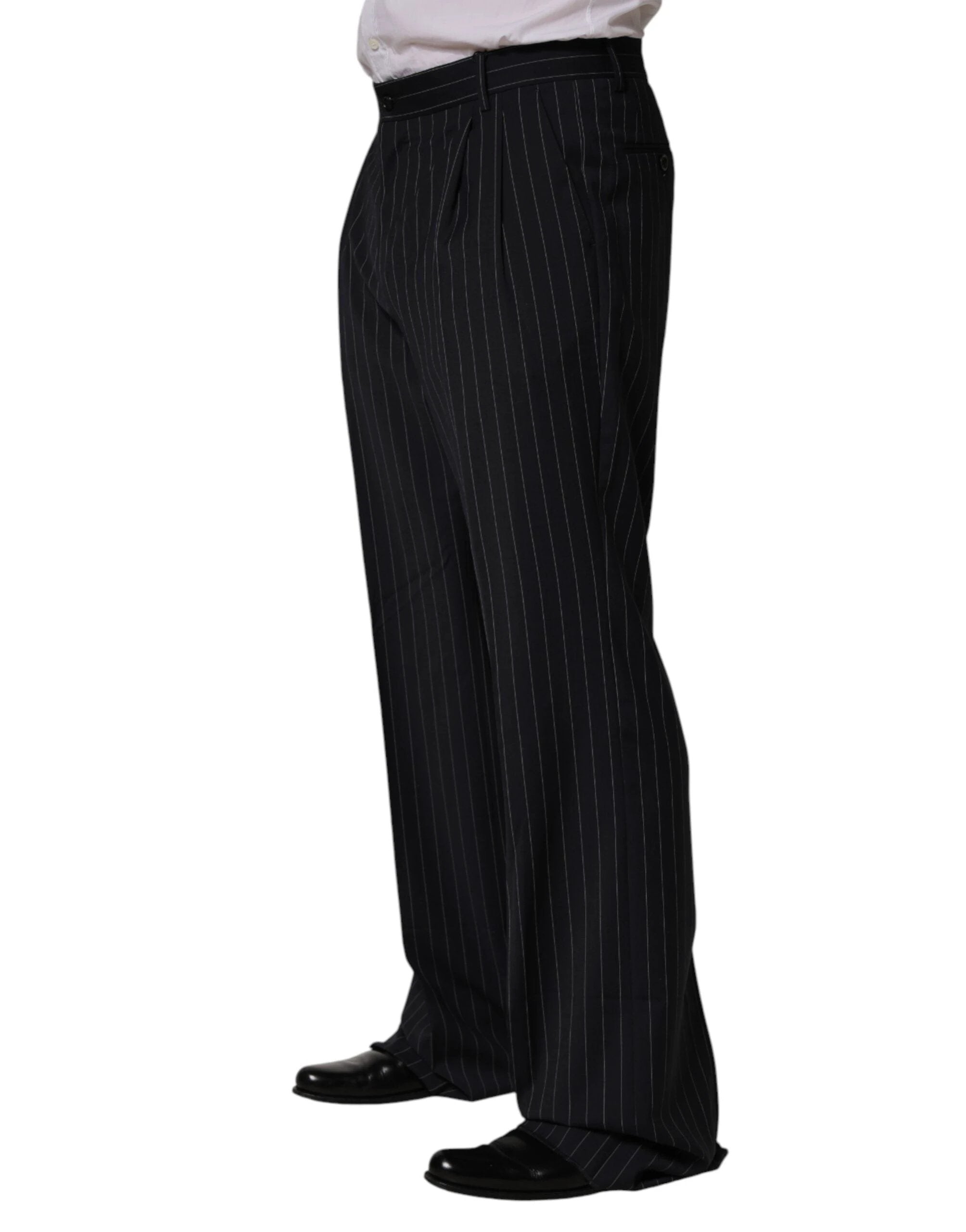 Dolce & Gabbana Black Stripe Straight Men Dress Trouser Pants by Dolce & Gabbana