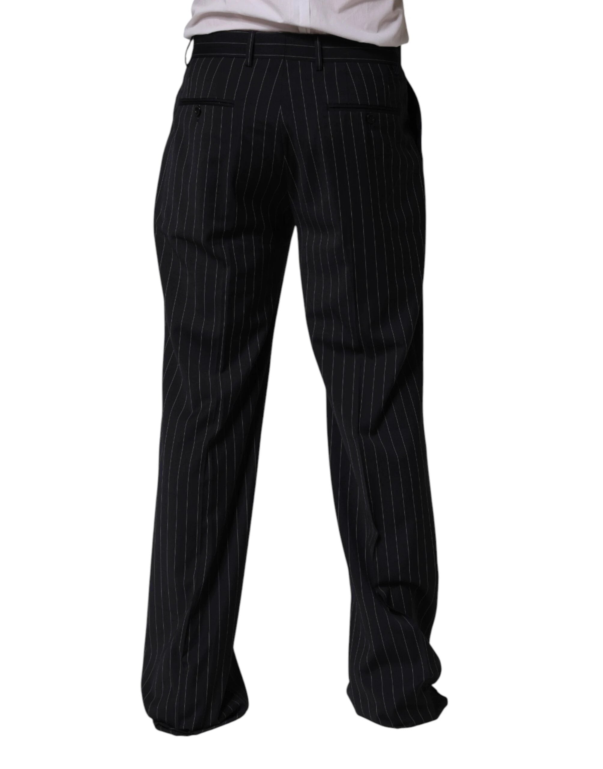 Dolce & Gabbana Black Stripe Straight Men Dress Trouser Pants by Dolce & Gabbana