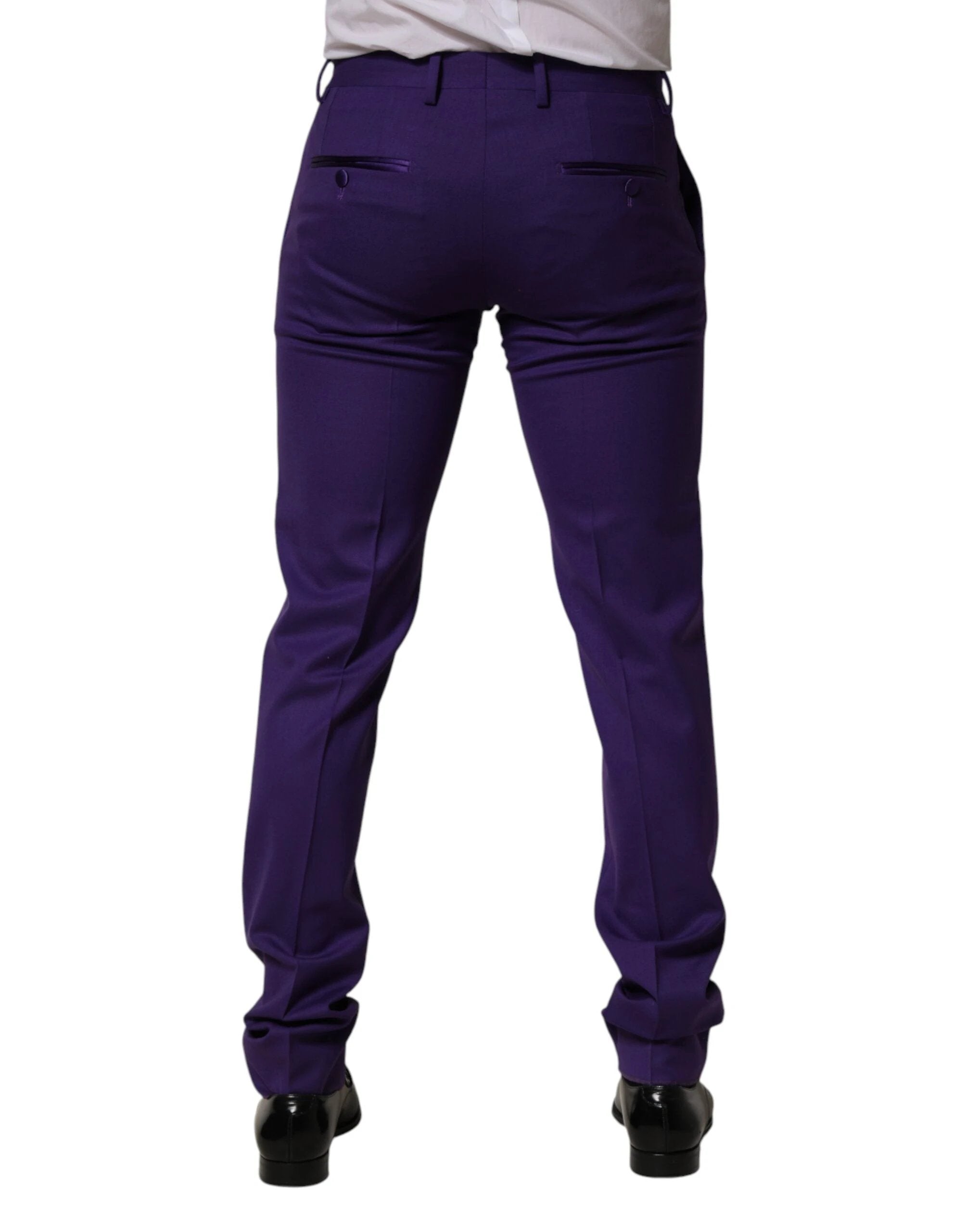 Dolce & Gabbana Purple Wool Skinny Dress Men Trouser Pants by Dolce & Gabbana
