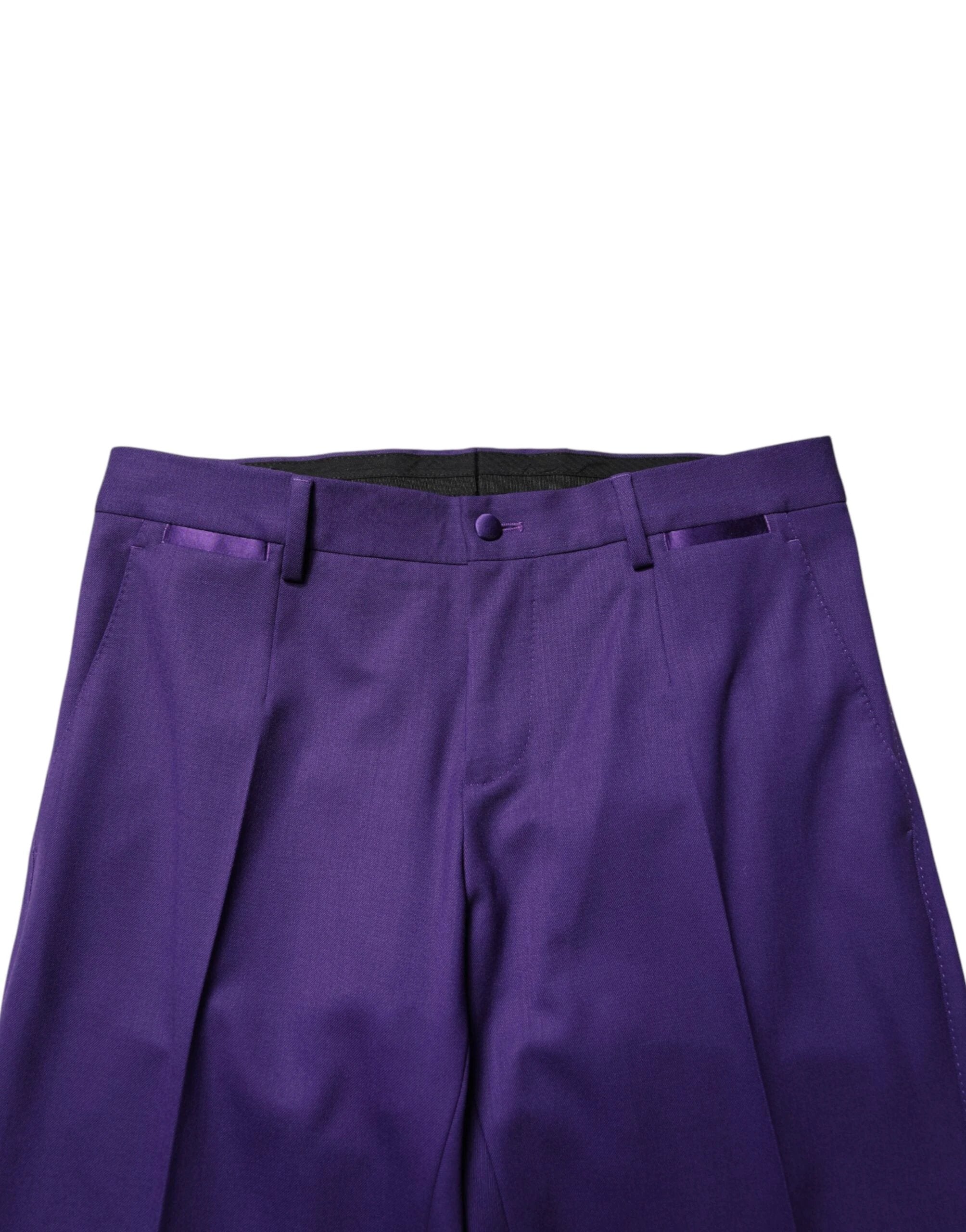 Dolce & Gabbana Purple Wool Skinny Dress Men Trouser Pants by Dolce & Gabbana