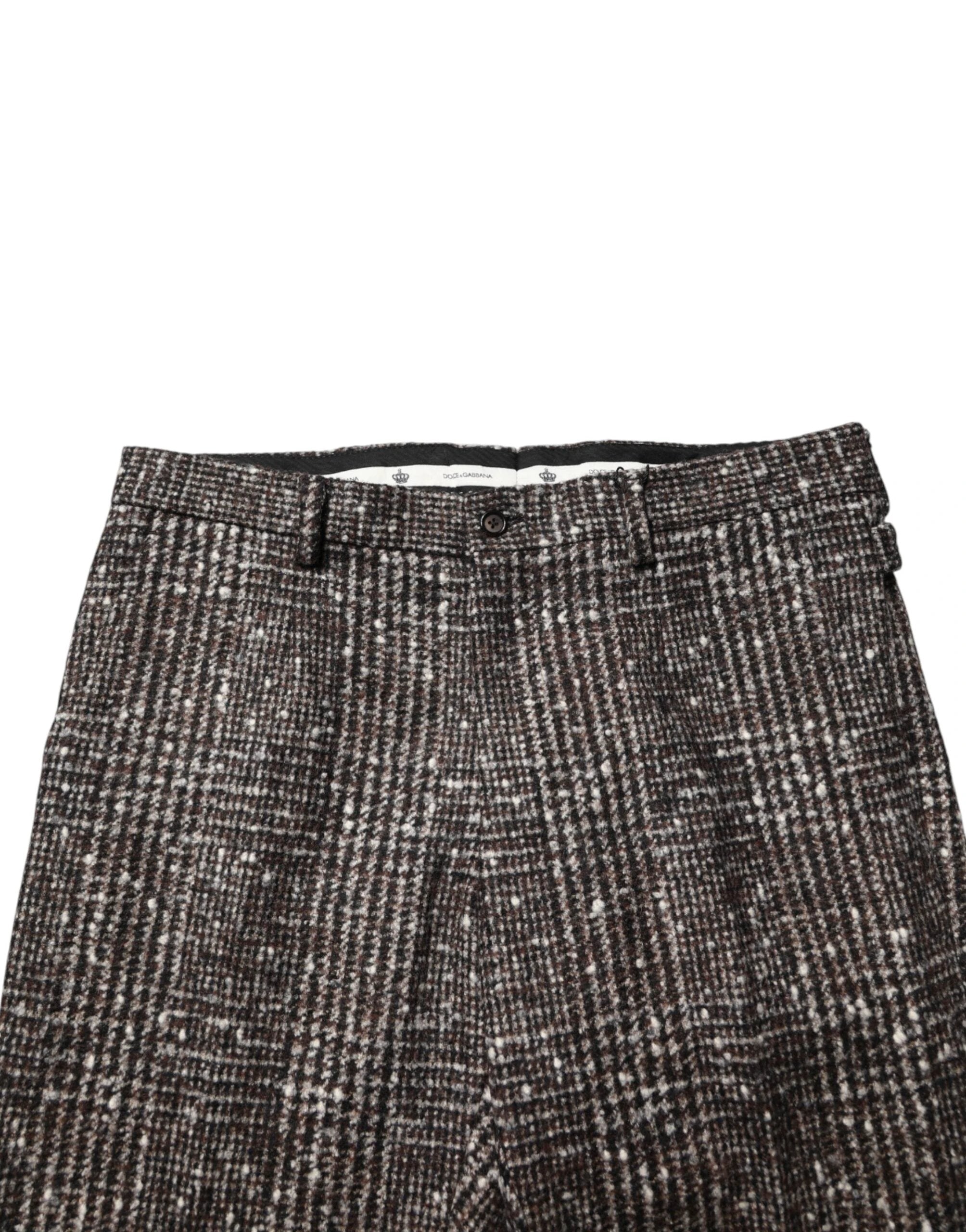 Dolce & Gabbana Brown Wool Plaid Skinny Dress Trouser Pants by Dolce & Gabbana