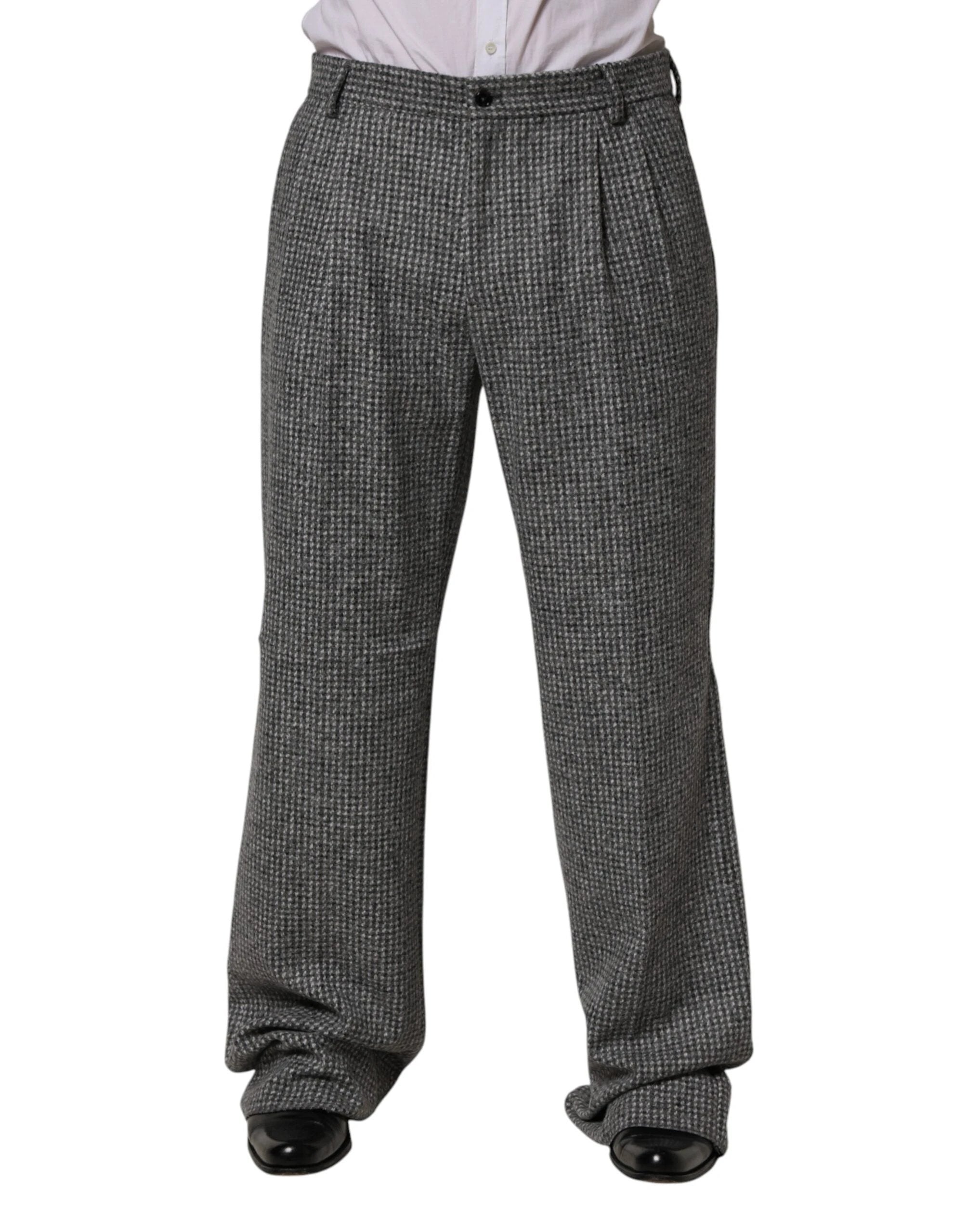 Dolce & Gabbana Gray Houndstooth Straight Dress Trouser Pants by Dolce & Gabbana