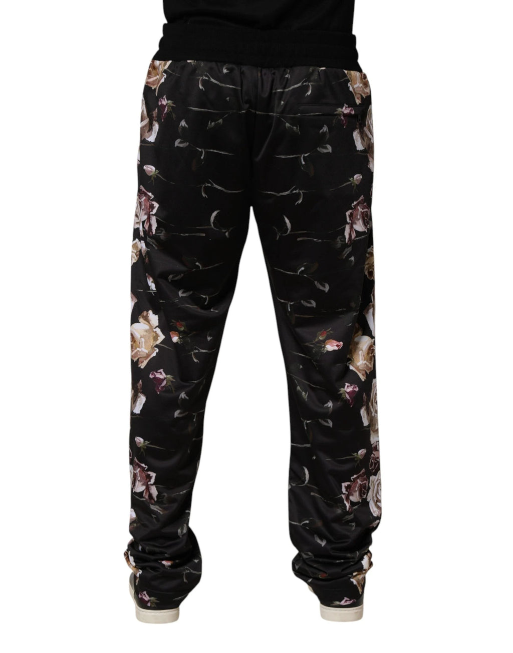 Dolce & Gabbana Black Floral Straight-Leg Chino Trouser Pants by Dolce & Gabbana