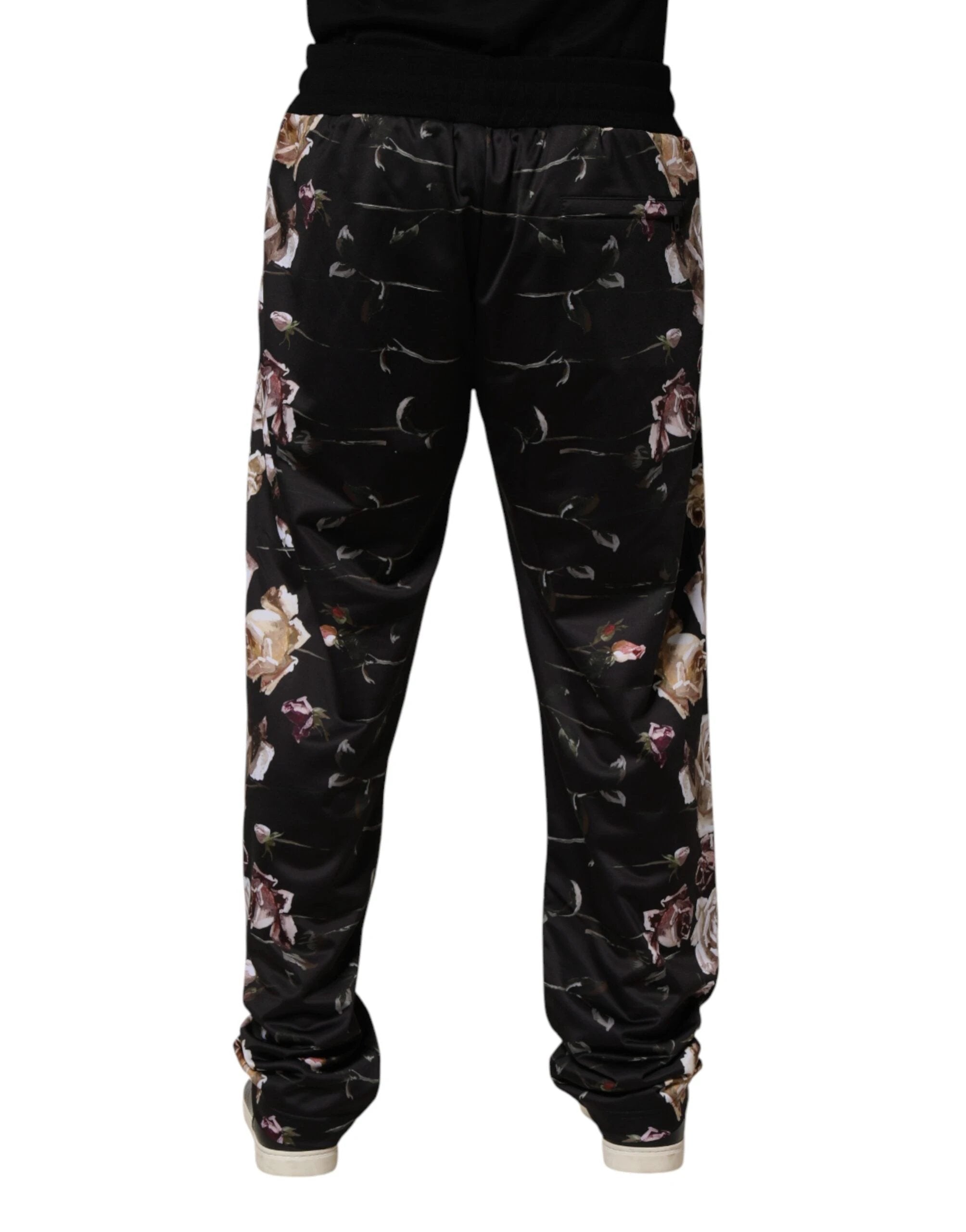 Dolce & Gabbana Black Floral Straight-Leg Chino Trouser Pants by Dolce & Gabbana