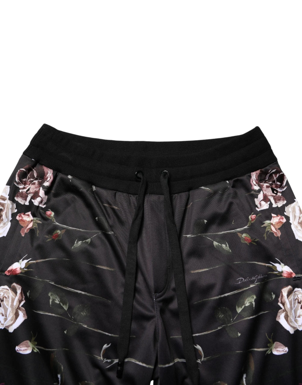Dolce & Gabbana Black Floral Straight-Leg Chino Trouser Pants by Dolce & Gabbana