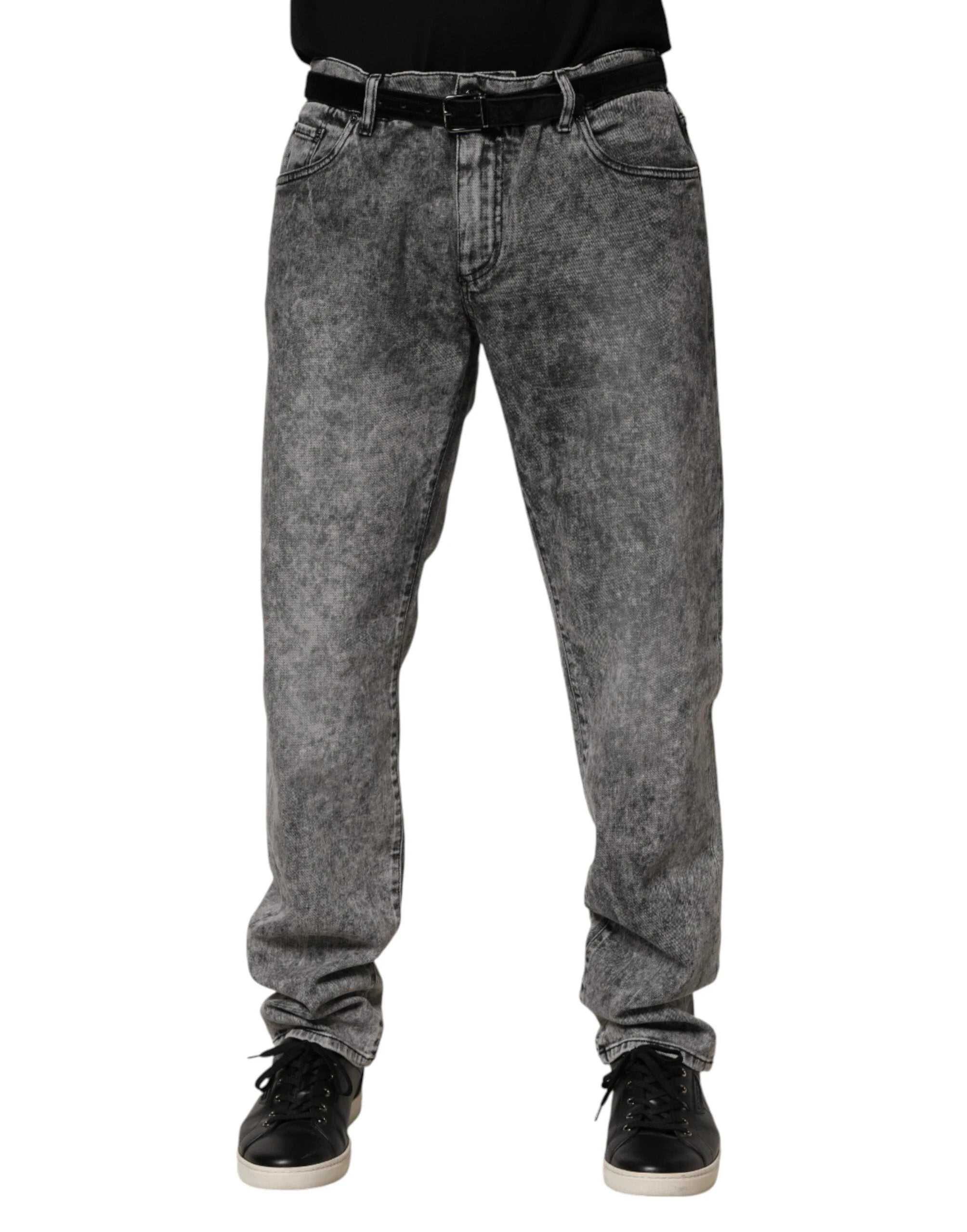 Dolce & Gabbana Gray Cotton Straight Leg Denim Trouser Jeans by Dolce & Gabbana