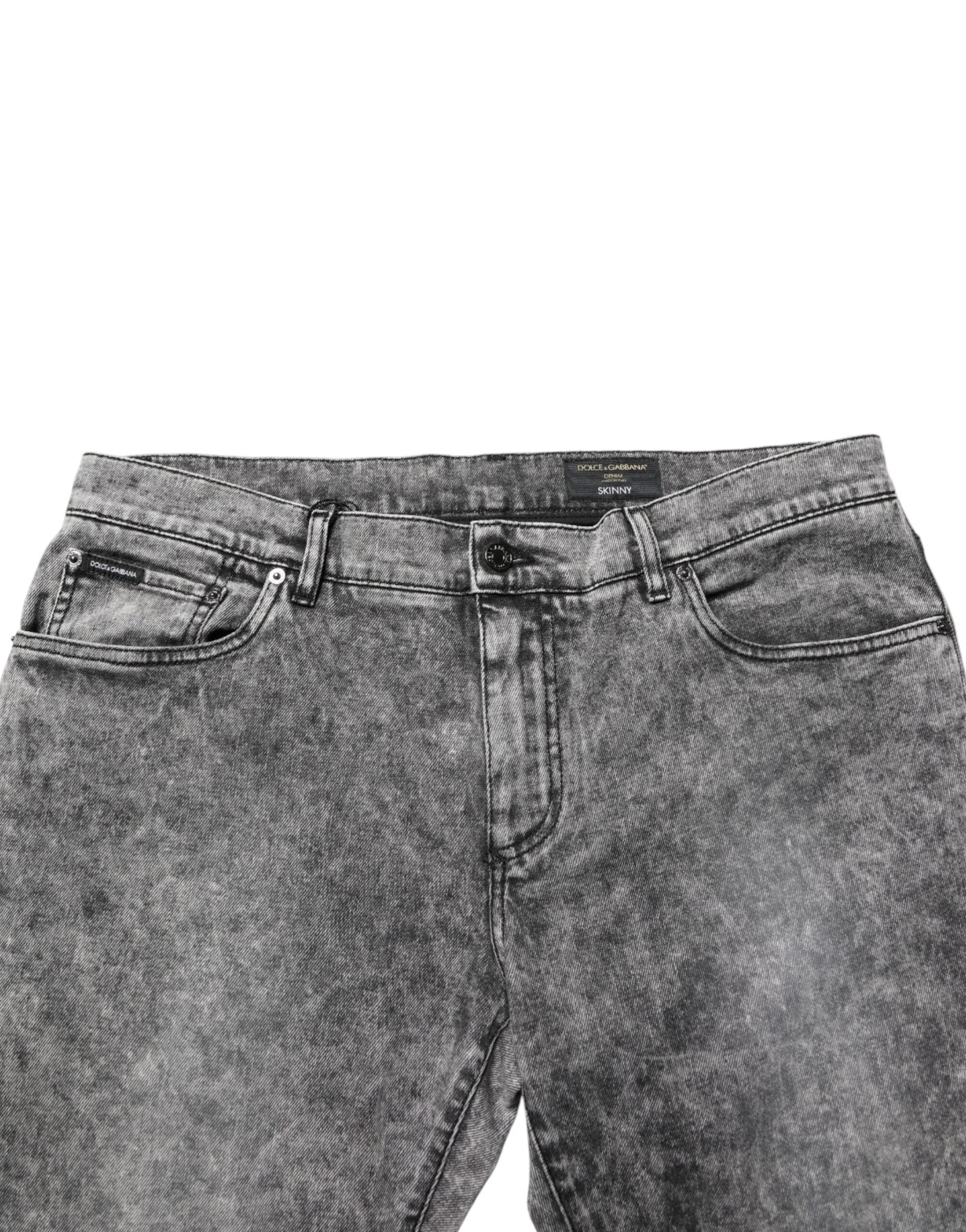 Dolce & Gabbana Gray Cotton Straight Leg Denim Trouser Jeans by Dolce & Gabbana
