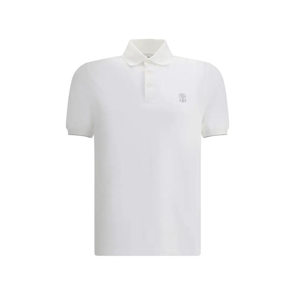 Brunello Cucinelli White Cotton Polo Shirt