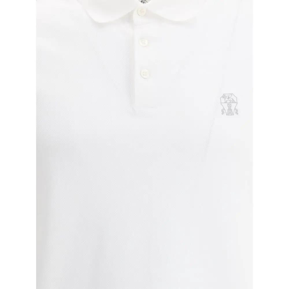 Brunello Cucinelli White Cotton Polo Shirt