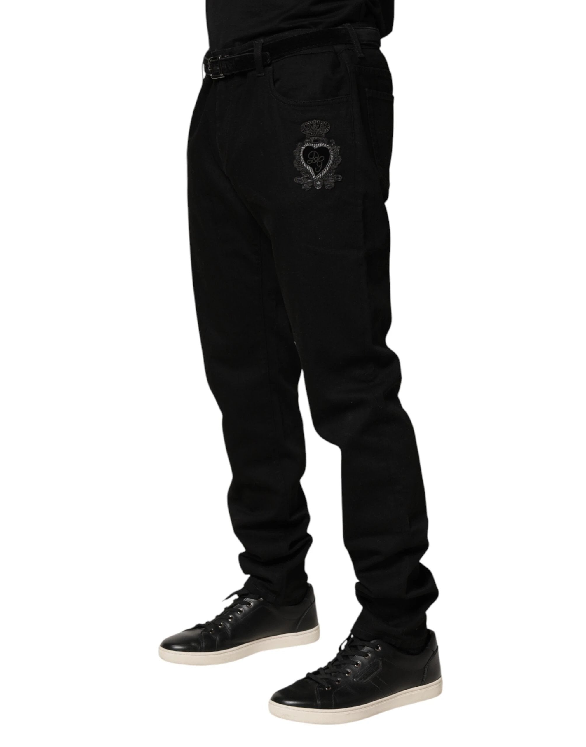 Dolce & Gabbana Black Sacred Heart Skinny Men Denim Jeans by Dolce & Gabbana
