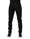 Dolce & Gabbana Black Floral Cotton Skinny Men Denim Jeans by Dolce & Gabbana