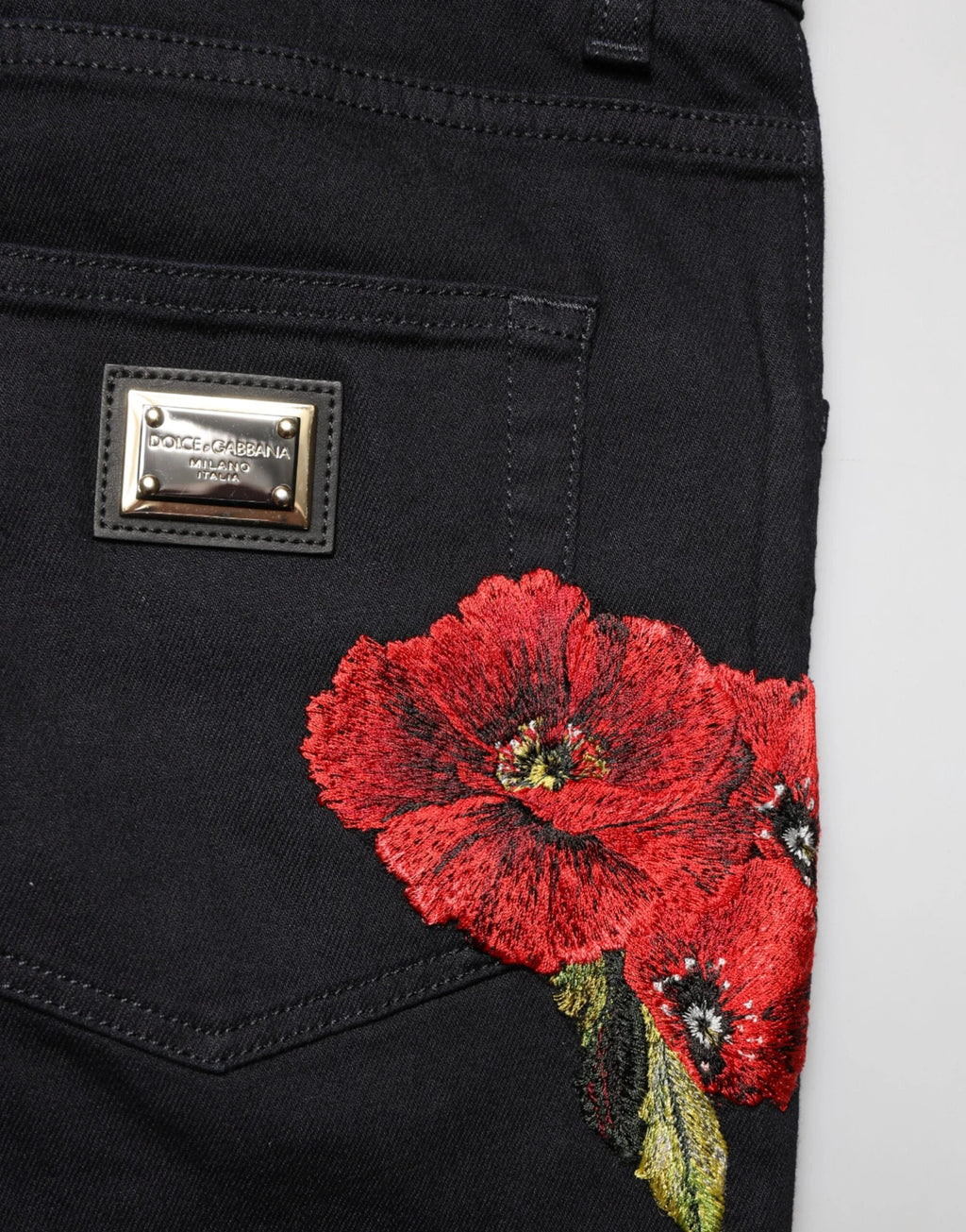Dolce & Gabbana Black Floral Cotton Skinny Men Denim Jeans by Dolce & Gabbana