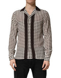 Dolce & Gabbana White Black Polka Dot Silk Men Casual Shirt by Dolce & Gabbana