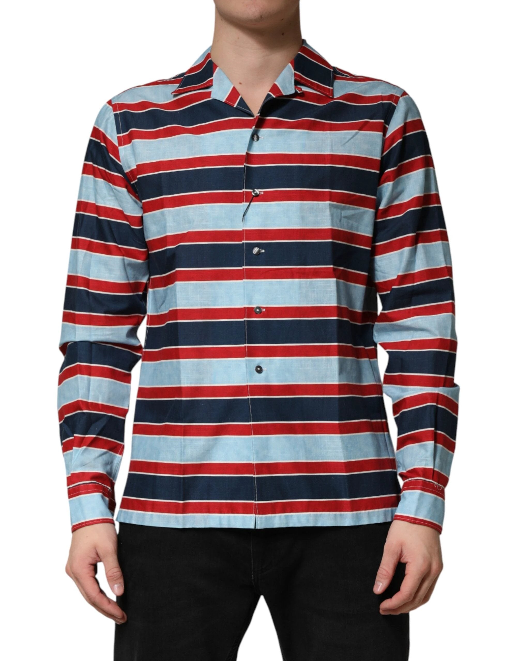 Dolce & Gabbana Multicolor Stripes Cotton Men Button Down Shirt by Dolce & Gabbana