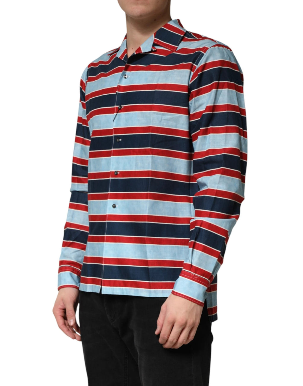 Dolce & Gabbana Multicolor Stripes Cotton Men Button Down Shirt by Dolce & Gabbana