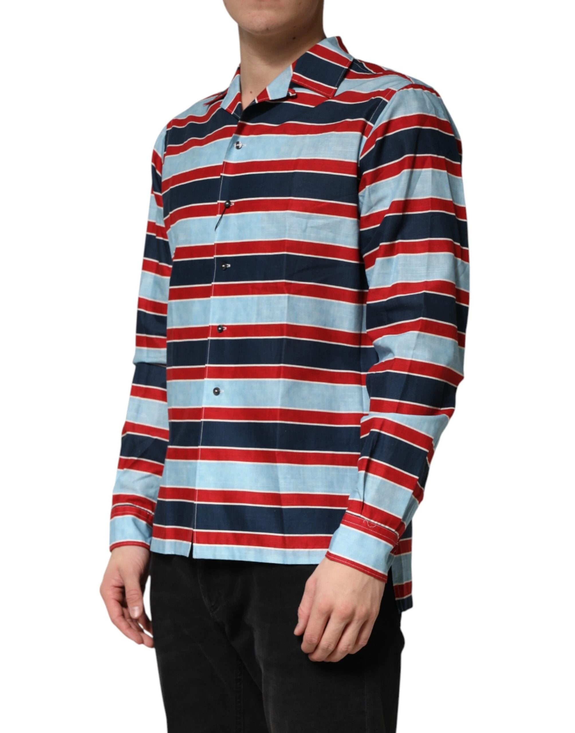 Dolce & Gabbana Multicolor Stripes Cotton Men Button Down Shirt by Dolce & Gabbana